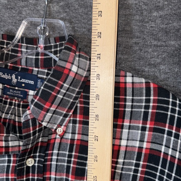 Polo Ralph Lauren Mens Blaire Button Down Shirt Black Red Plaid Long Sleeve Sz L - Picture 4 of 6
